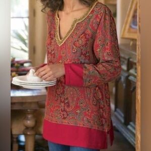 Soft Surroundings Pasha Pullover Tunic, Size small style 29790 wool blend beaded